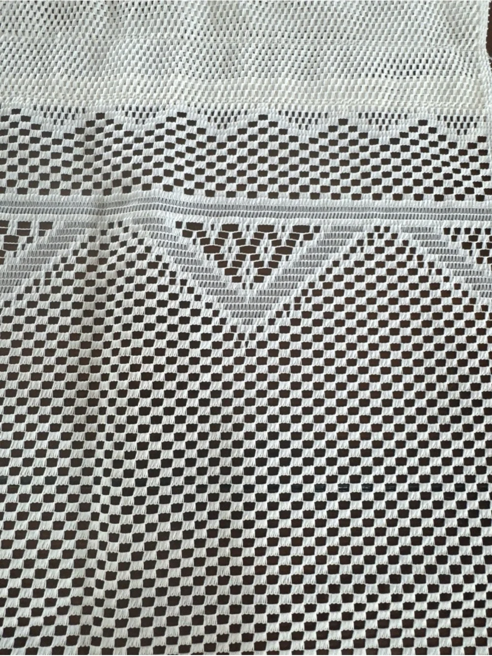 Vintage Lace Curtain Panel Fabric Lot 2 Panels 60x58, Valance 30x25 Craft Sewing